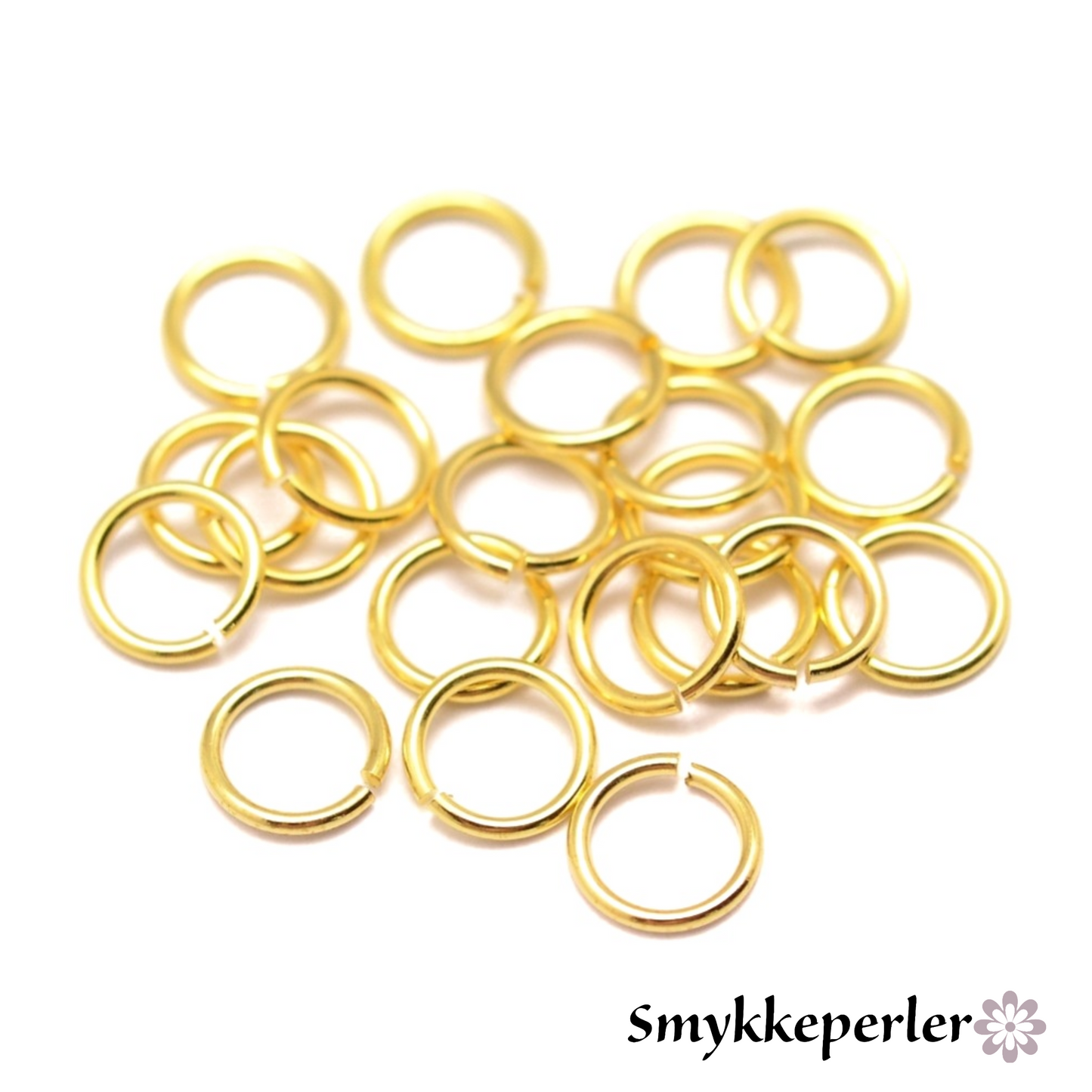 O-ringe ø5 mm. 20 stk. Stål forgyldt med 18 karat guld. Nikkelfrie og vandfaste.