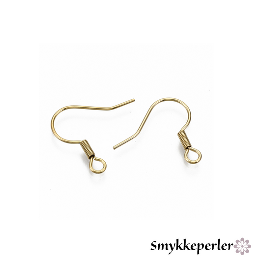 Franske ørekroge. 304 stål forgyldte 18k guld. 2 stk.