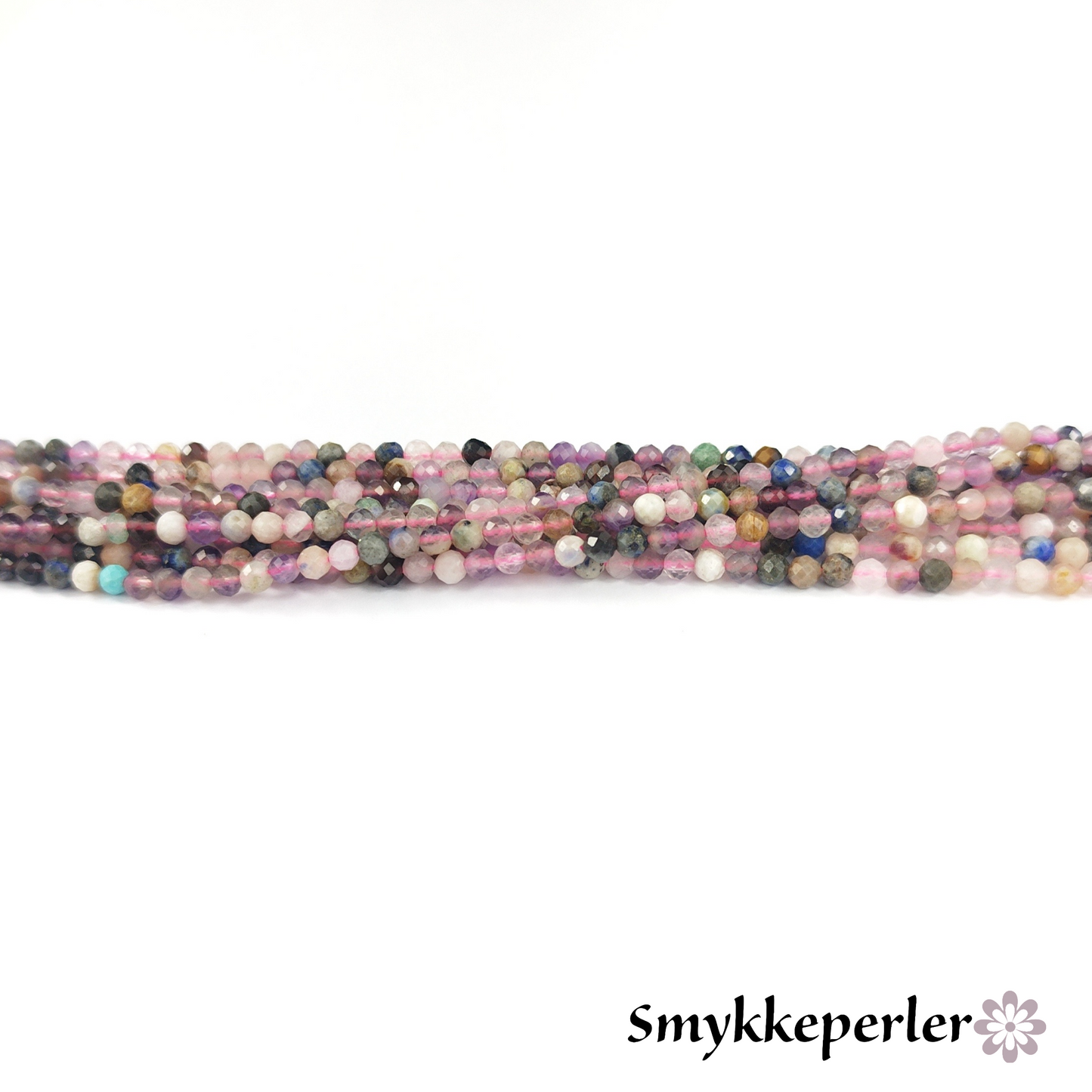Halvædelsten mix facetterede perler 4mm. hel streng