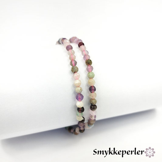 Halvædelsten mix facetterede perler 4mm. hel streng