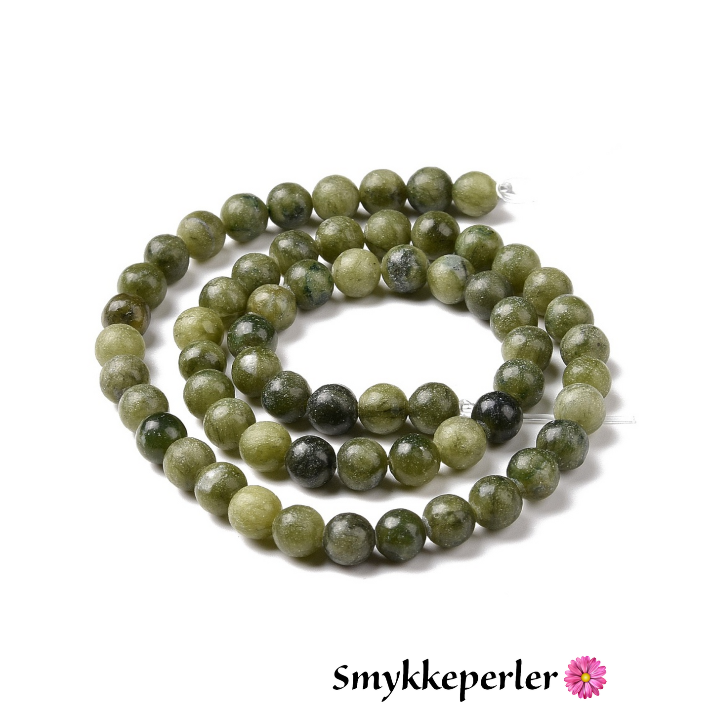 Jadeperler naturel 6mm. Hel streng på 38 cm.