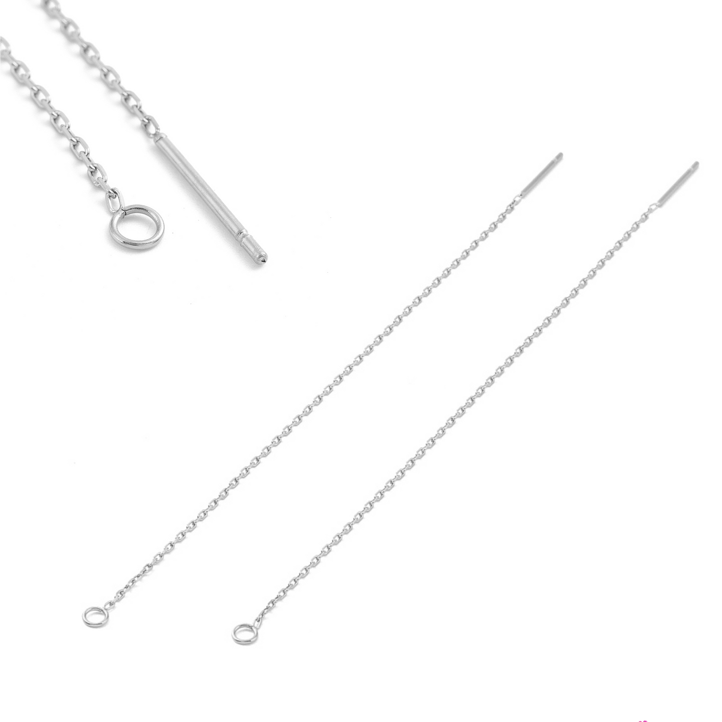 Ørekæder i 304 stål. 4 stk. Nikkelfrie.