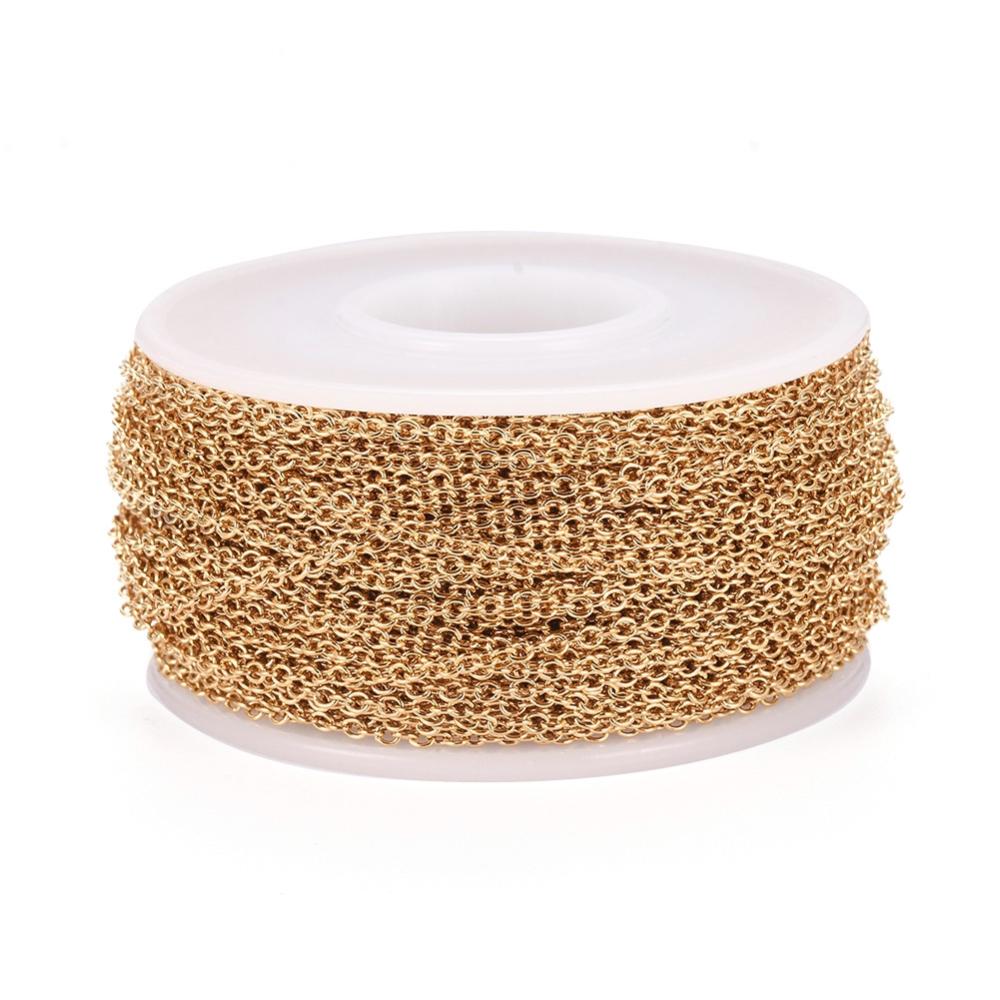 Kæde 2,5x2,0x0,5. Rustfrit stål. Vandfast ion forgyldt med 18k guld. Pr. meter.