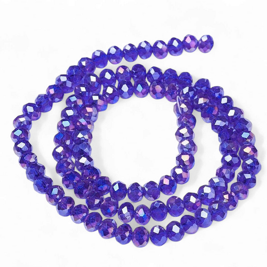 Glasfacet rondelle AB blå 4x3mm. hel streng.