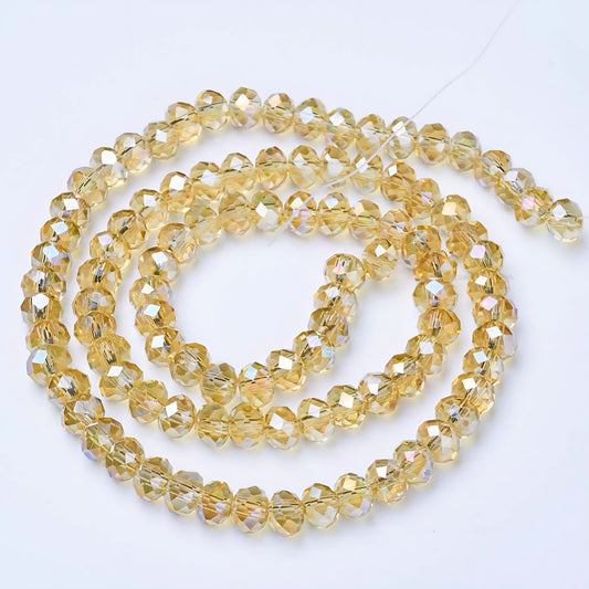 Glasfacetter klare khaki rondeller 3x2mm. hel streng.