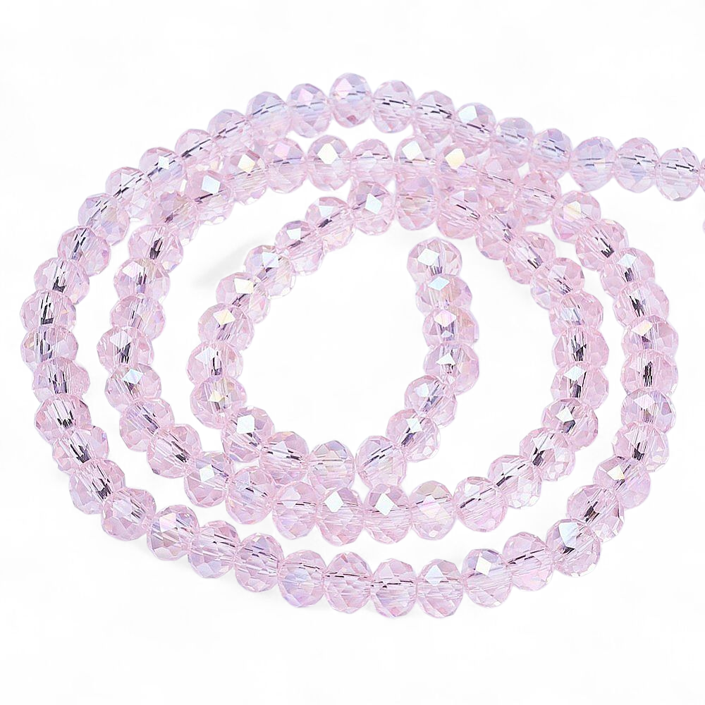 Glasfacet klare rosa rondeller 3x2mm. hel streng.