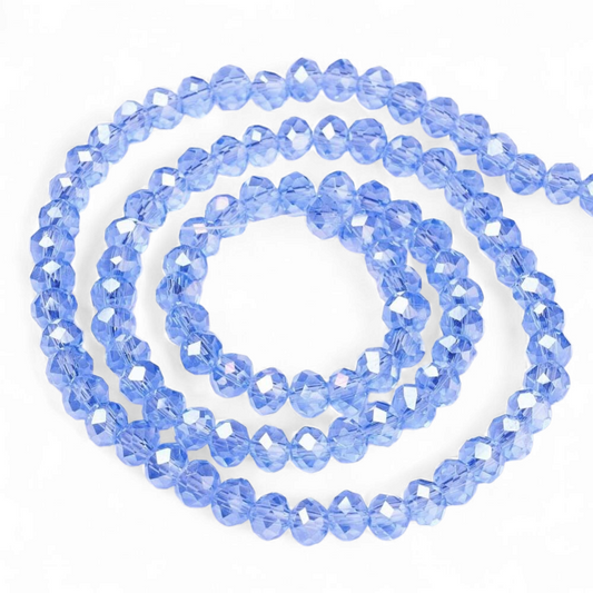 Glasfacet klare lyseblå rondeller 3x2mm. hel streng.