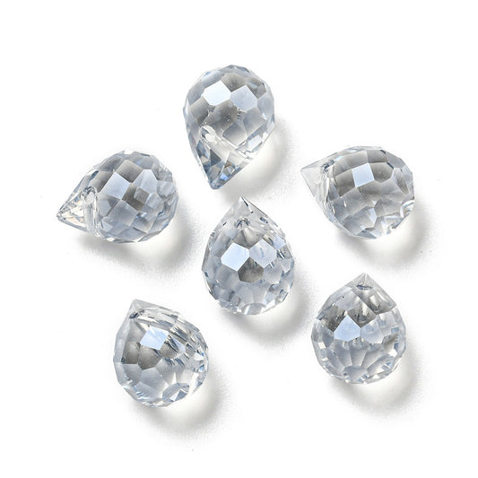 Dråber i facetteret glas. Med tværgående hul. 5 stk.