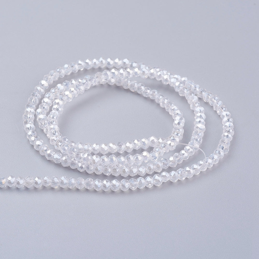 Glasfacet klare rondeller 3x2mm. hel streng.