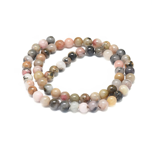 Rhodonite perler 6 mm. Hel streng.