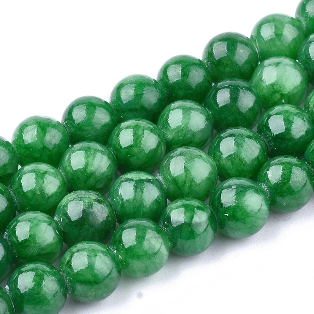 Jadeperler grønne. 6 mm. Hel streng.