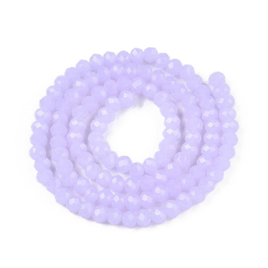 Glasfacet runde jadelook lyselilla 4mm. hel streng.