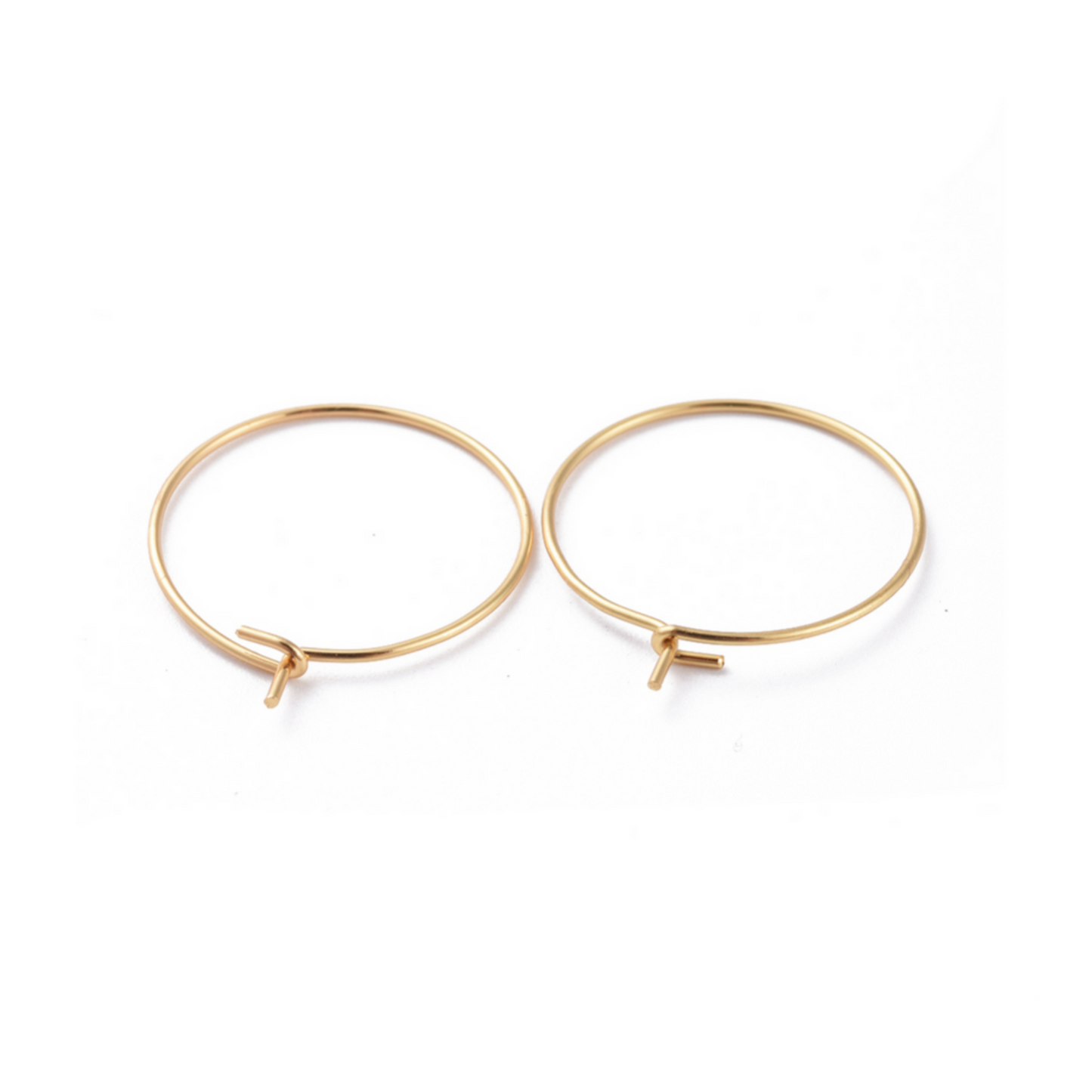 Øreringe hoops 25x0,7 mm. Stål forgyldt med 18k guld. 4 stk.