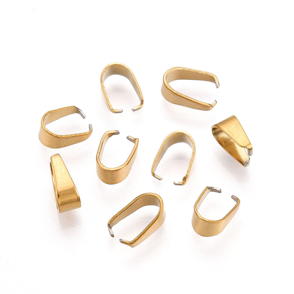 Hemper i stål forgyldte med 18k guld. 7x3mm. 4 stk.