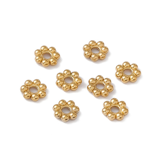 Daisy mellemblomst. Forgyldt med 18k guld. 6x2 mm. 10 stk.
