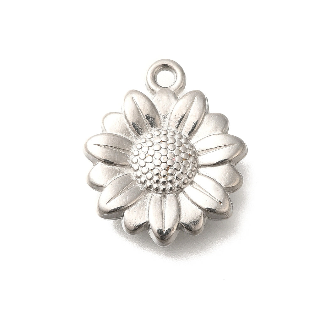 Vedhæng blomst i stål. 15x15 mm.