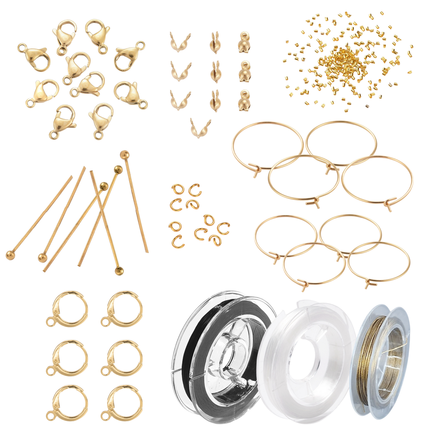 Basis startpakke medium. Vandfaste smykkematerialer i stål forgyldte med 18k guld.