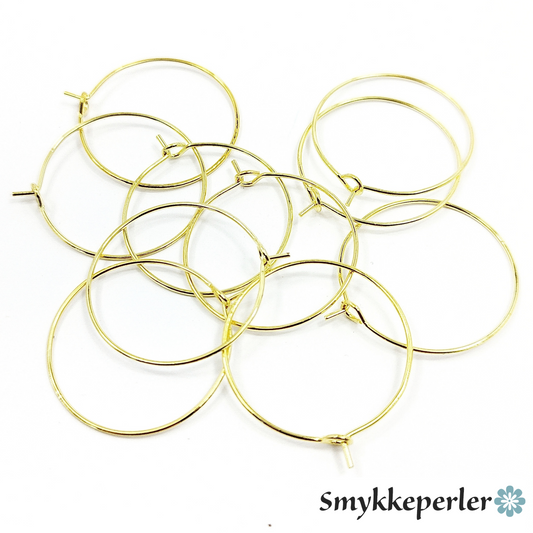 Øreringe hoops 25x0,7 mm. Stål forgyldt med 18k guld. 2 stk.