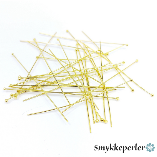 Smykkestave med kugle. Stål med 18k guld. 4 x 0,7cm. 8 stk.