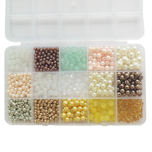 DIY perlebox med glasperler 4 og 6 mm.