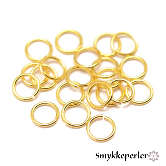 O-ringe ø5 mm. 10 stk. Stål forgyldt med 18 karat guld. Nikkelfrie og vandfaste.
