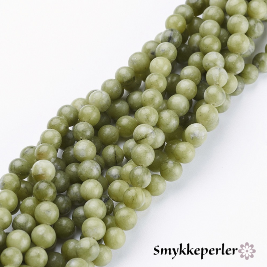 Jadeperler naturel 6mm. Hel streng på 38 cm.
