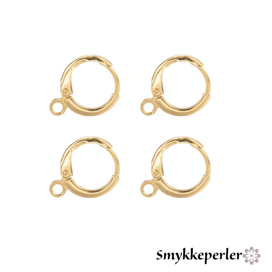 Huggie hoops med loop. 18k guld. 2 par.