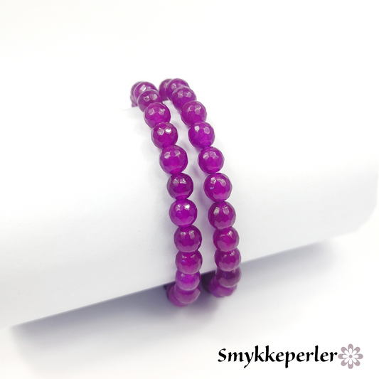 Jadefacetter. Violet pink. 6 mm. 5 strenge.