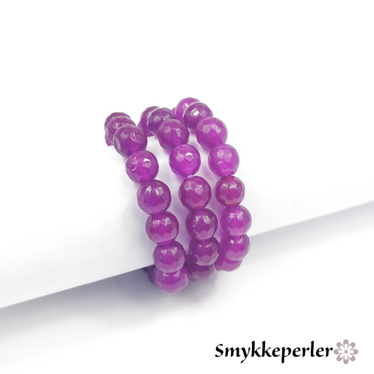 Jadefacetter. Violet pink. 6 mm. 5 strenge.