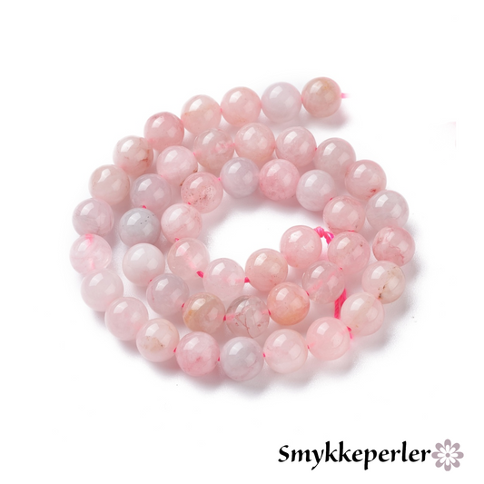 Rosa quartz. 10 mm. Hel streng.