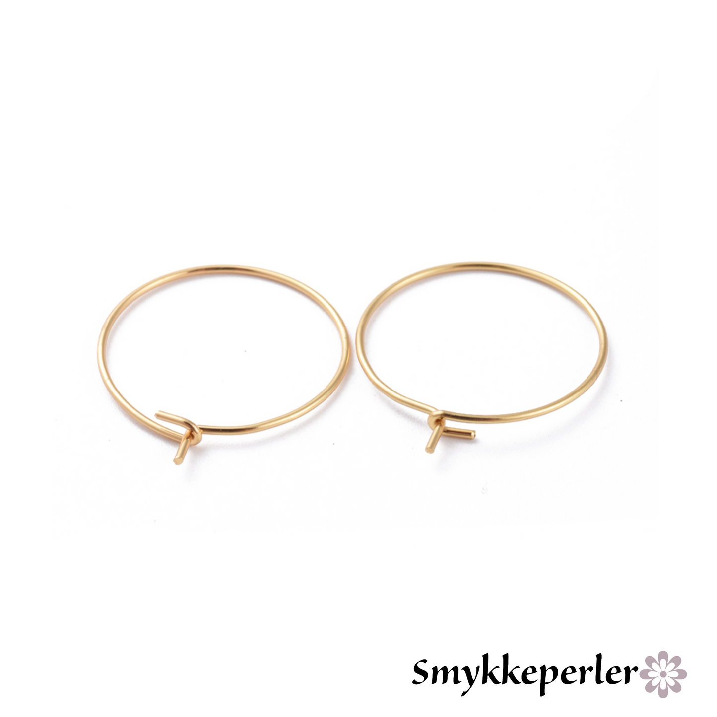 Øreringe hoops 20x0,7 mm. Stål forgyldt med 18k guld. 2 stk.