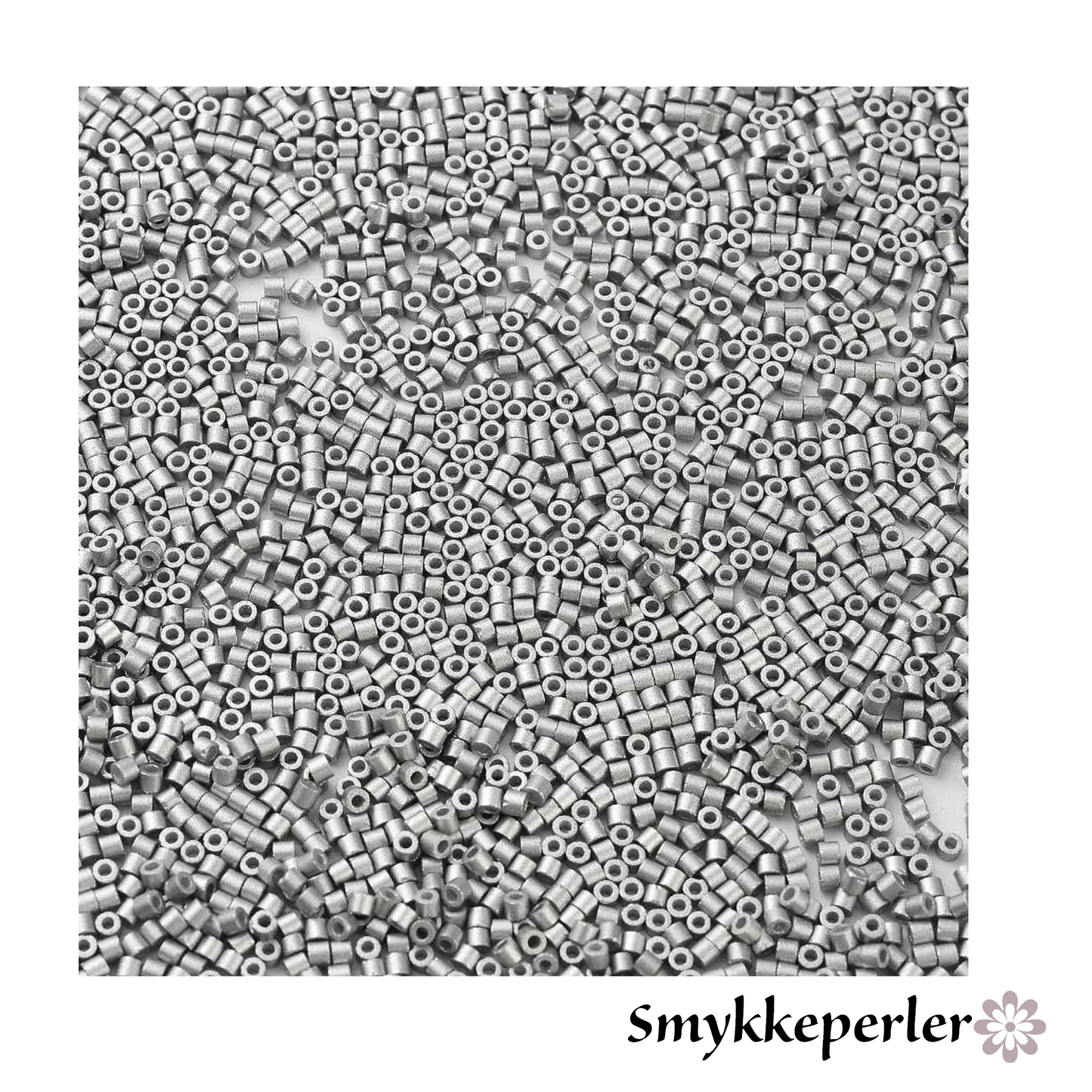 Cylinderperler delica style 2x1,5mm. 10g. Sølvgrå.