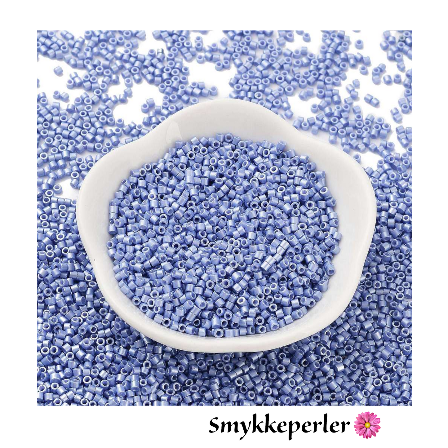 Cylinderperler delica style 2x1,5mm. 10g. Stålblå