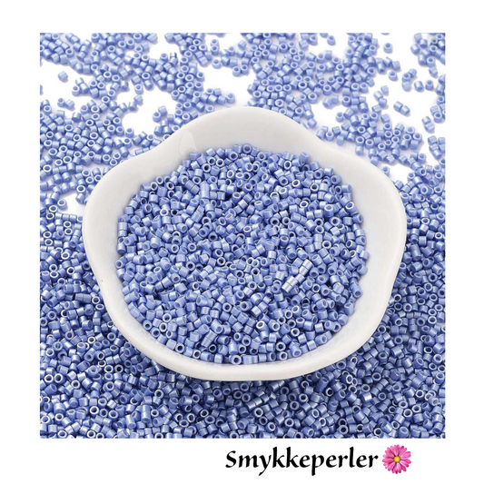 Cylinderperler delica style 2x1,5mm. 10g. Stålblå