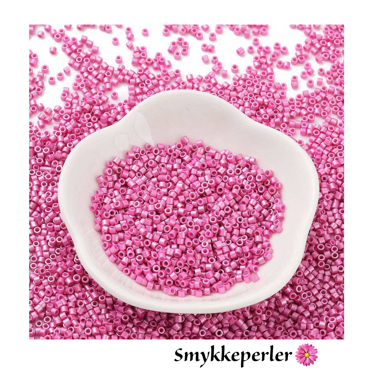Cylinderperler delica style 2x1,5mm. 10g. Lipstick.