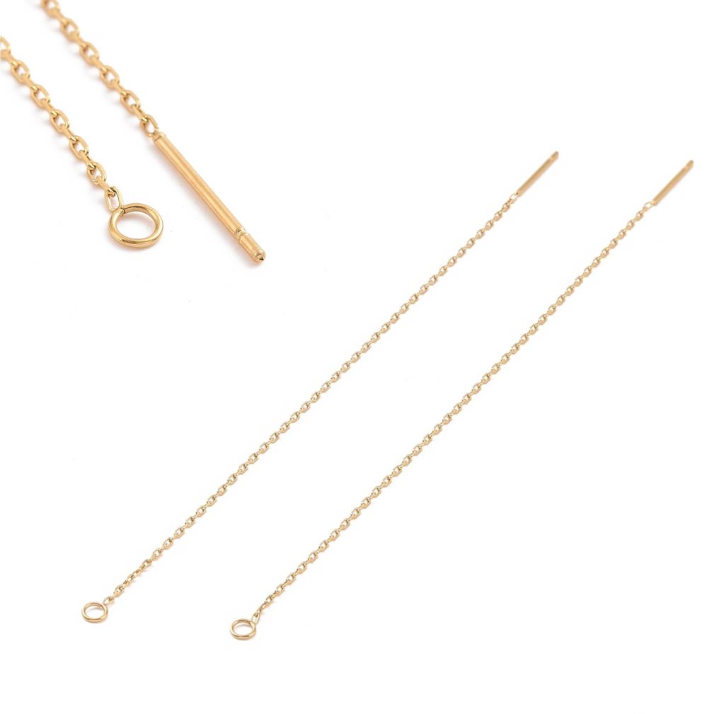 Ørekæder i stål, forgyldte med guld. 4 stk. Nikkelfrie.