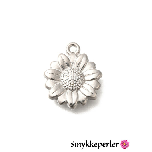 Vedhæng blomst i stål. 15x15 mm.