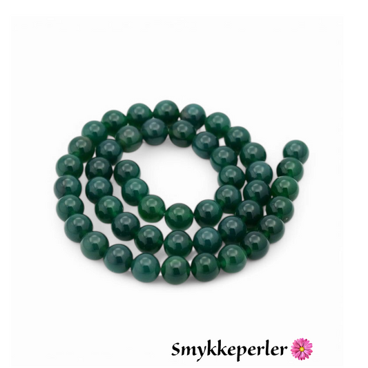 Rund jade. Grøn 10mm. Hel streng.