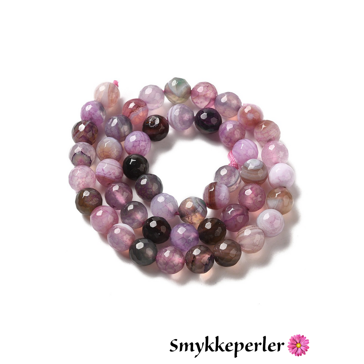 Agat rosa 8 mm. hel streng. Rosa