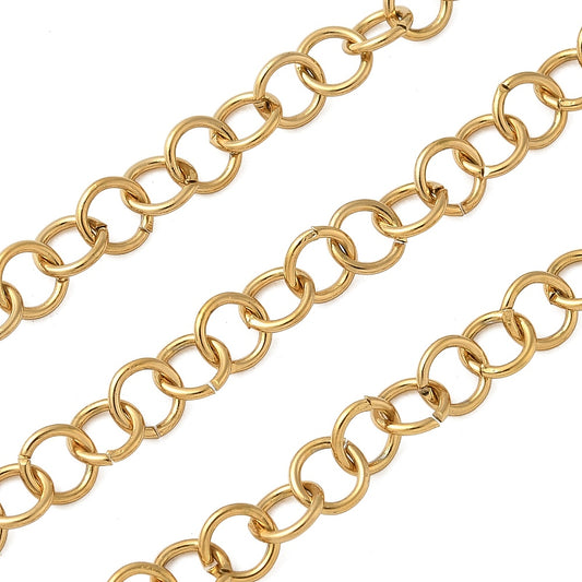 Rolo kæde 5 mm. Stål med 18k guld. Vandfast.