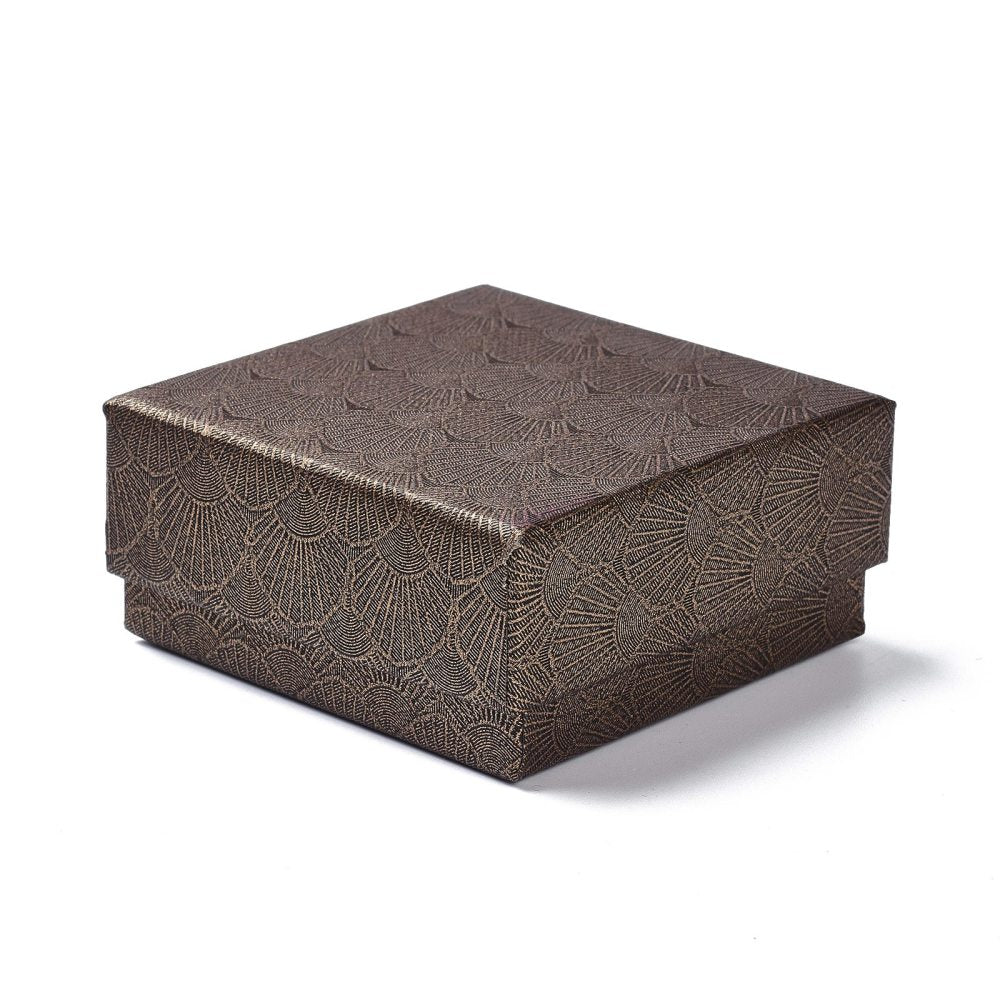 Smykkeæske chokoladebrun til opbevaring. 7,5cm. X 7,5cm. X 3,6cm. 4 stk.