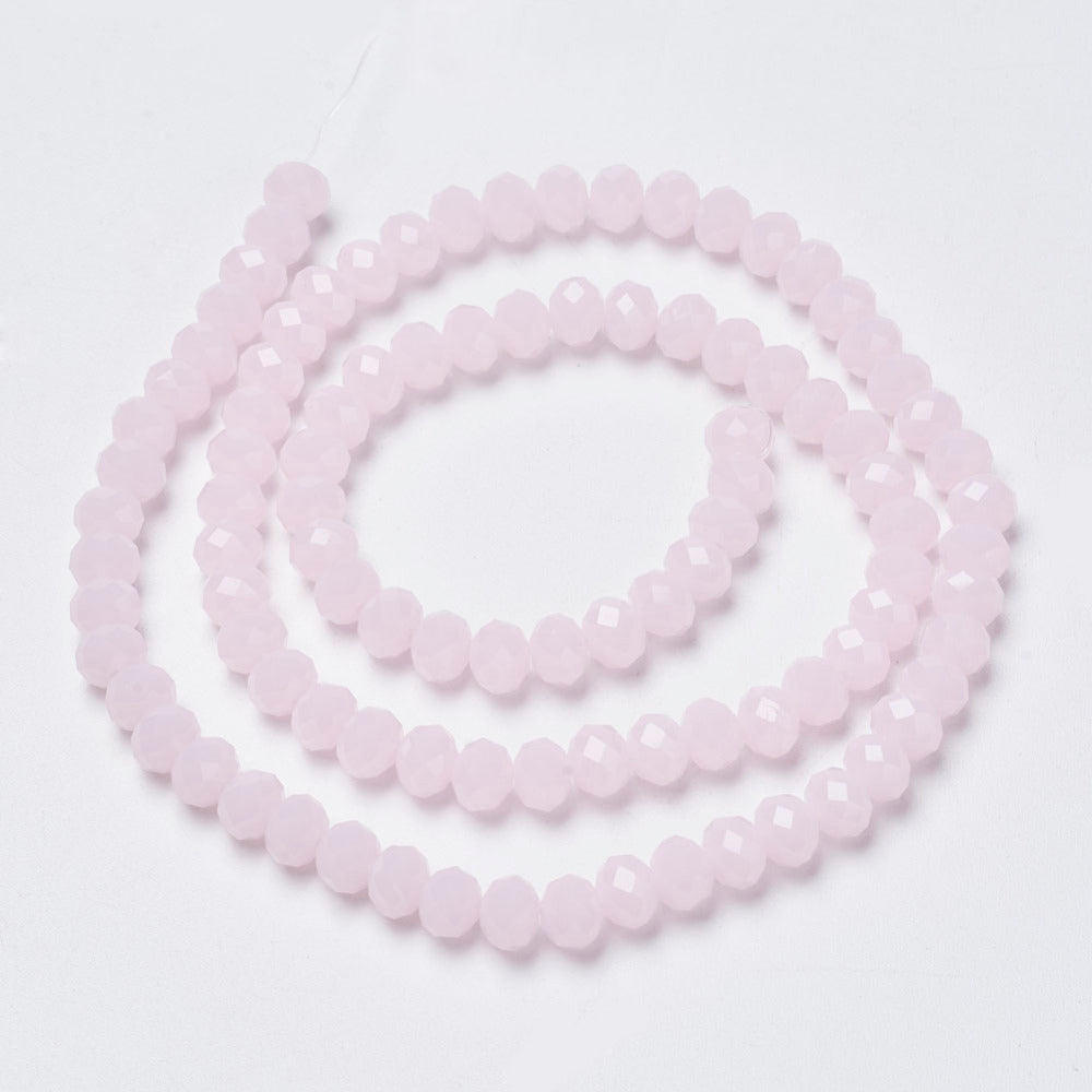 Glasfacet jadelook rosa rondeller 4x3mm. hel streng.