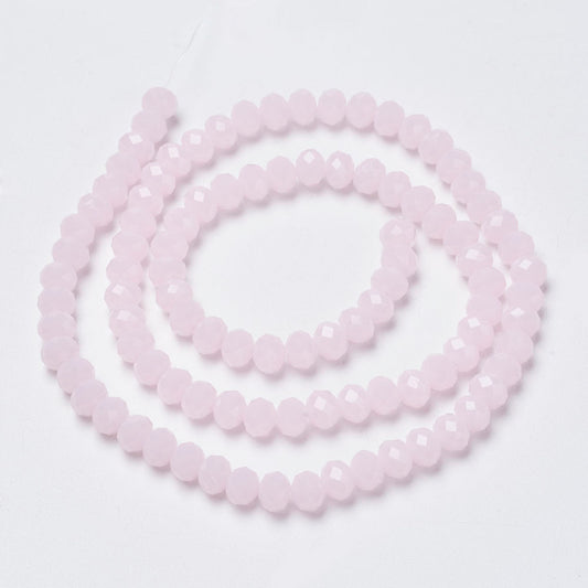 Glasfacet jadelook rosa rondeller 4x3mm. hel streng.