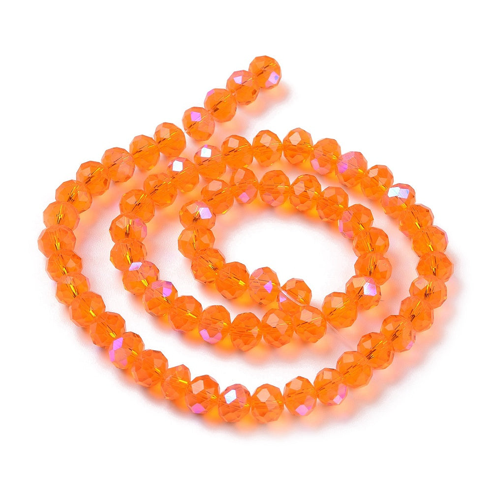 Glasfacetter orange rondeller 4x3 mm. Hel streng.