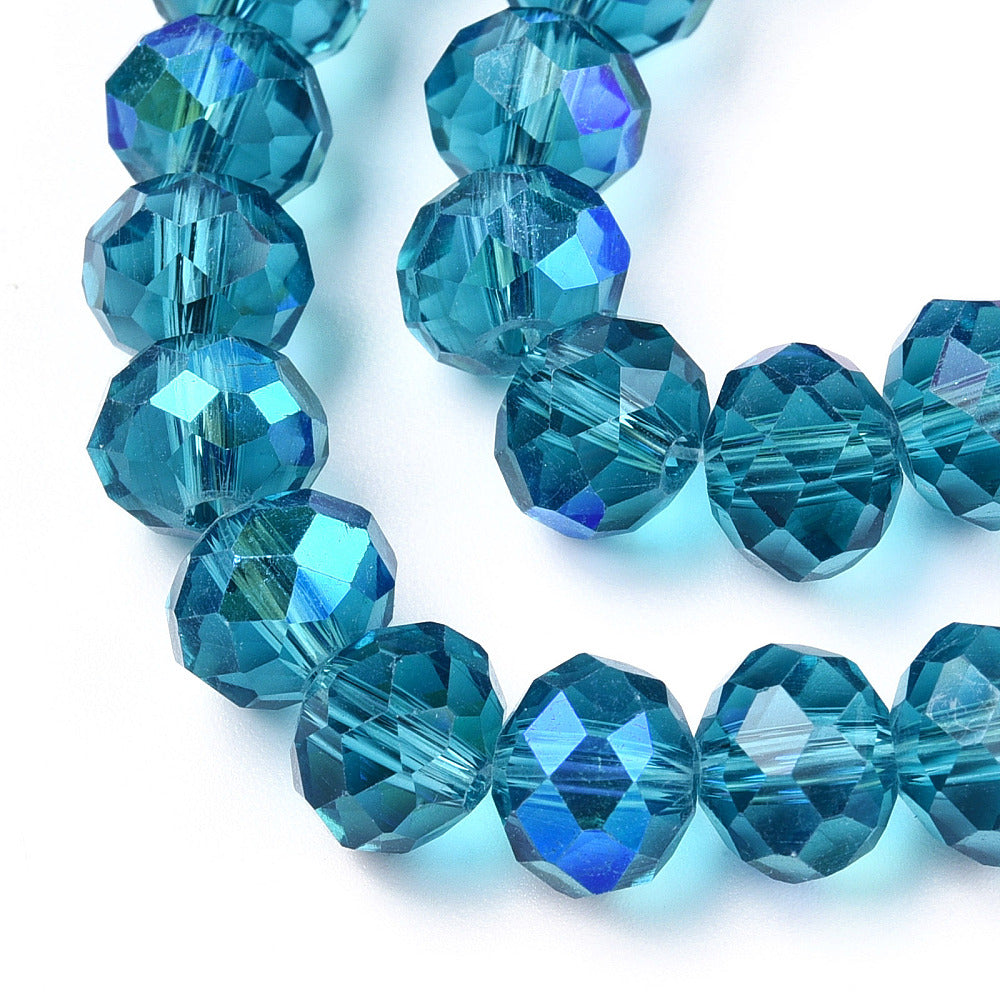 Glasfacetter stålblå rondeller 4x3 mm. Hel streng.