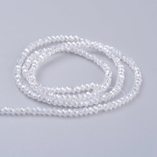 Glasfacet klare rondeller 3x2mm. hel streng.
