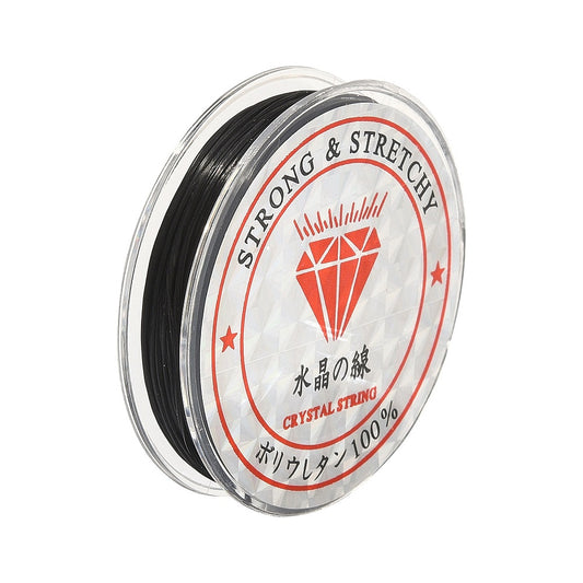 Smykkeelastik sort 0,8 mm. 10 m. flad.