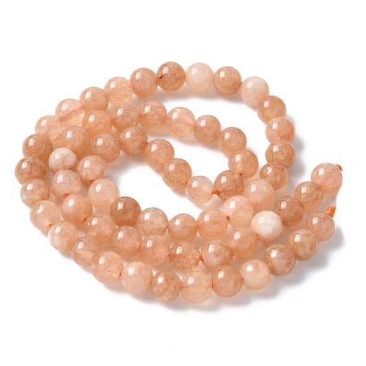 Jade sunstone-look. 6 mm. Hel streng.