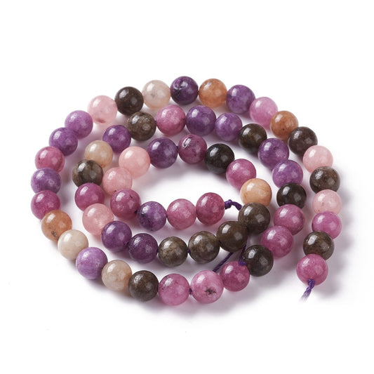 Jadeperler 'tourmalin' 6 mm. Hel streng.