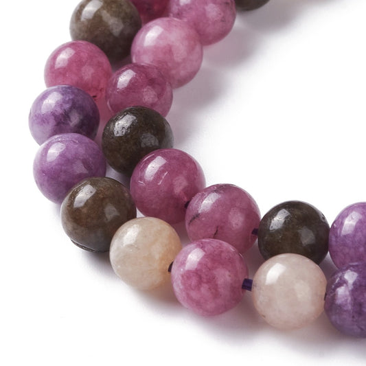 Jadeperler 'tourmalin' 6 mm. Hel streng.